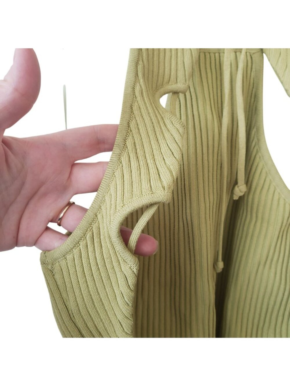 Significant Other Green Knit Midi Side Cut Out Open Back Dress Revolve Summer - Picture 9 of 15